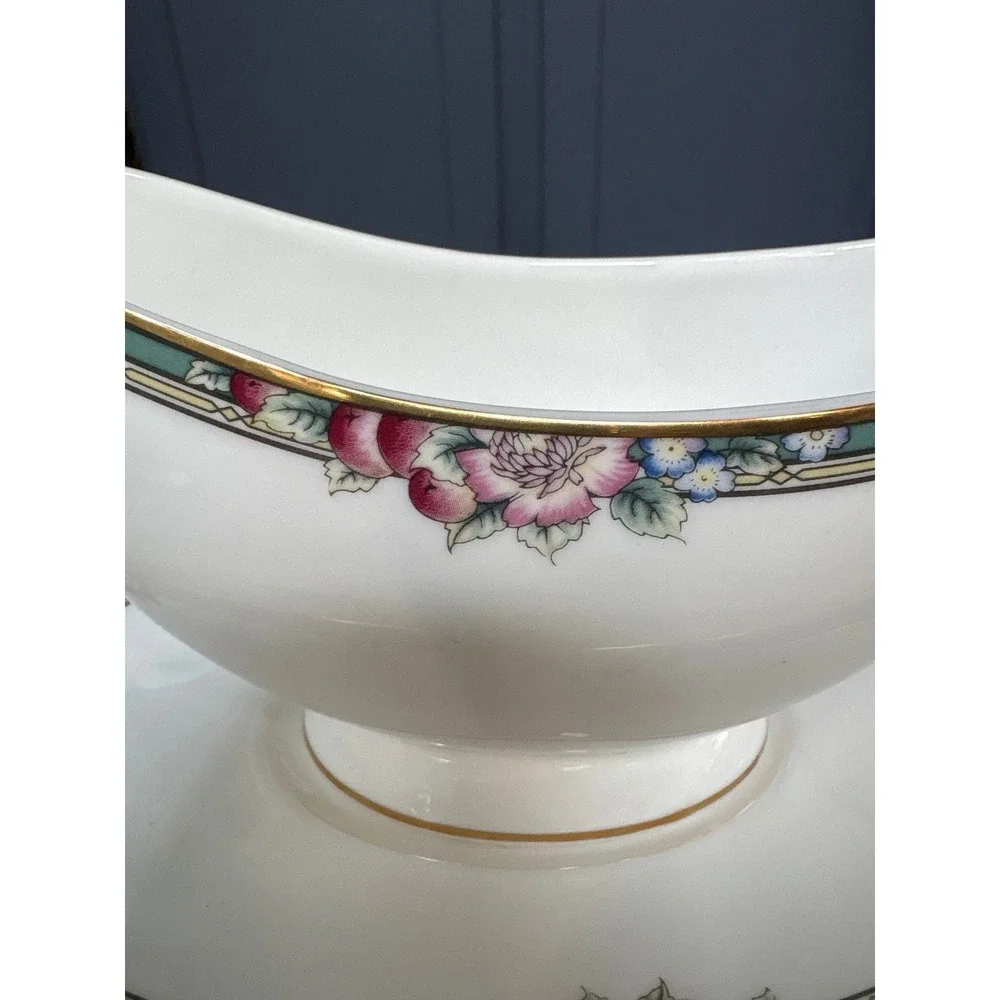 Royal Doulton Orchard Hill Gravy Boat and Underplate H5233 Fine Bone China